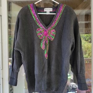 Vintage Barbara Scott sweater 1980s bow sweater medium